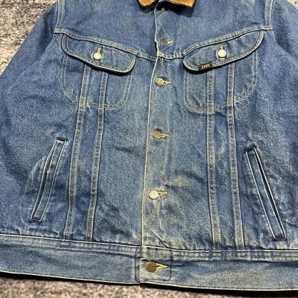 Vintage Lee Denim Trucker‎ Jacket Mens Large Blue Faded Blanket Lined Western